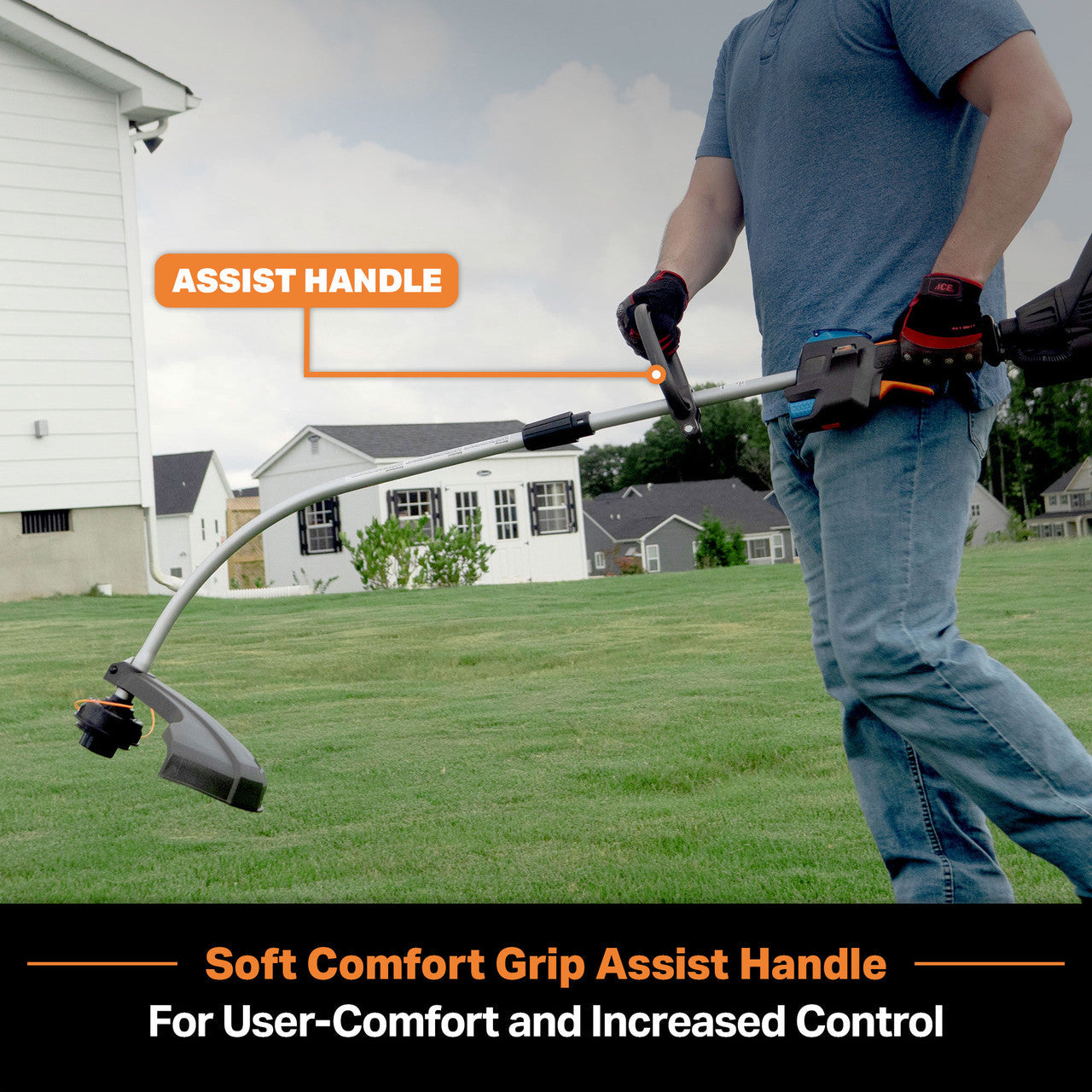 LawnMaster No-Pull™ 25cc 2-Cycle Curved Split Shaft Grass Trimmer, NPTGCP2517B