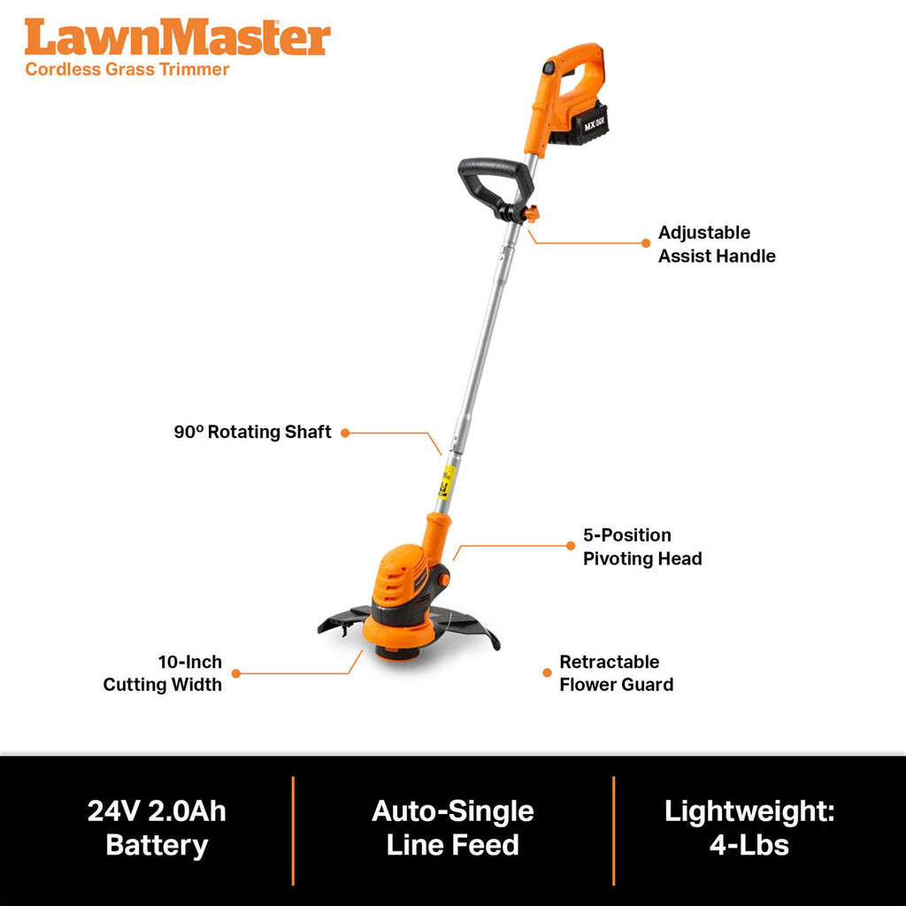 LawnMaster OcuMow™ 200 Series Robot Lawn Mower & MX24V 10"  Trimmer Combo Kit, VBRMGT601YCM2