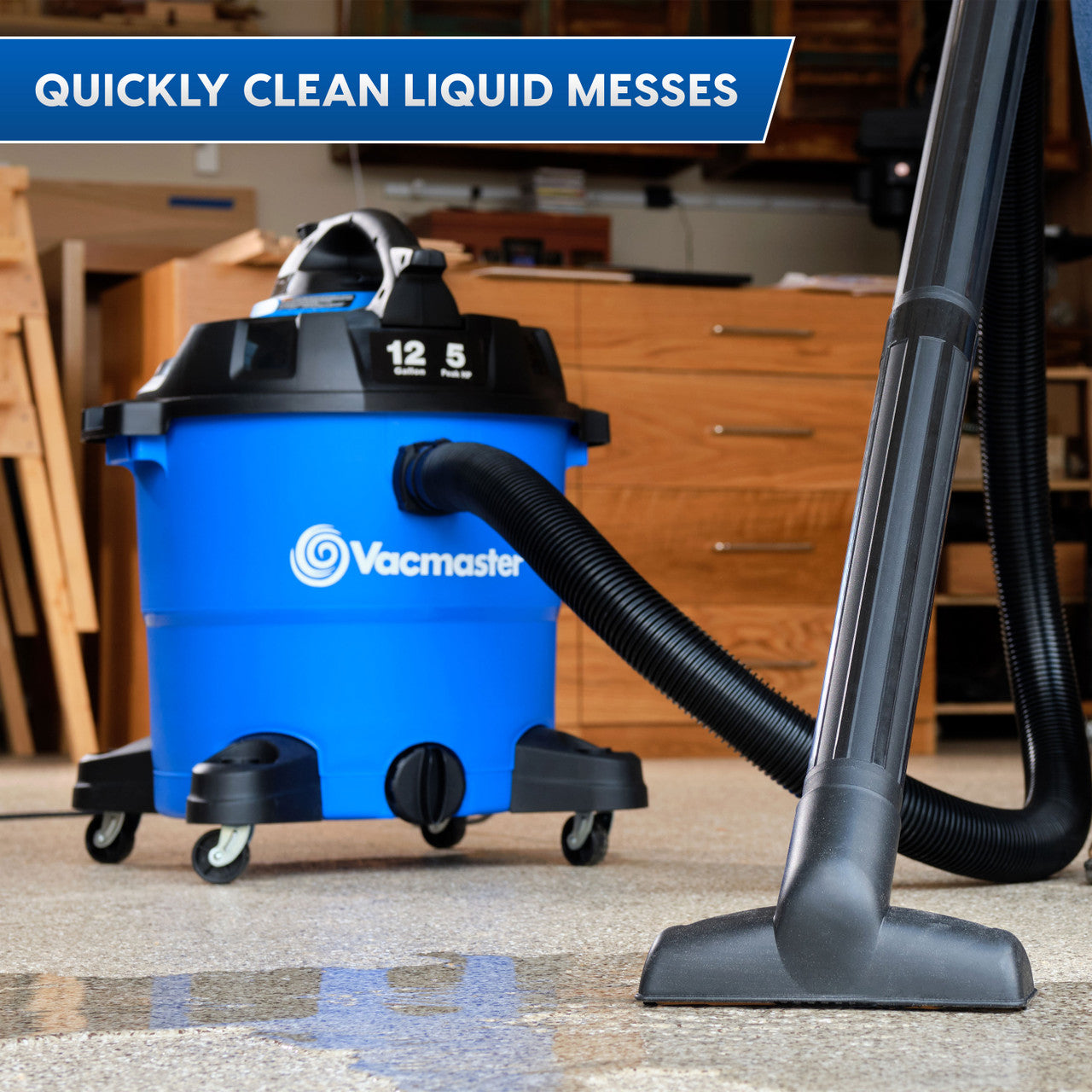 Vacmaster 12-Gallon* 5 Peak HP† Wet/Dry Vacuum with Detachable Blower, VBV1210