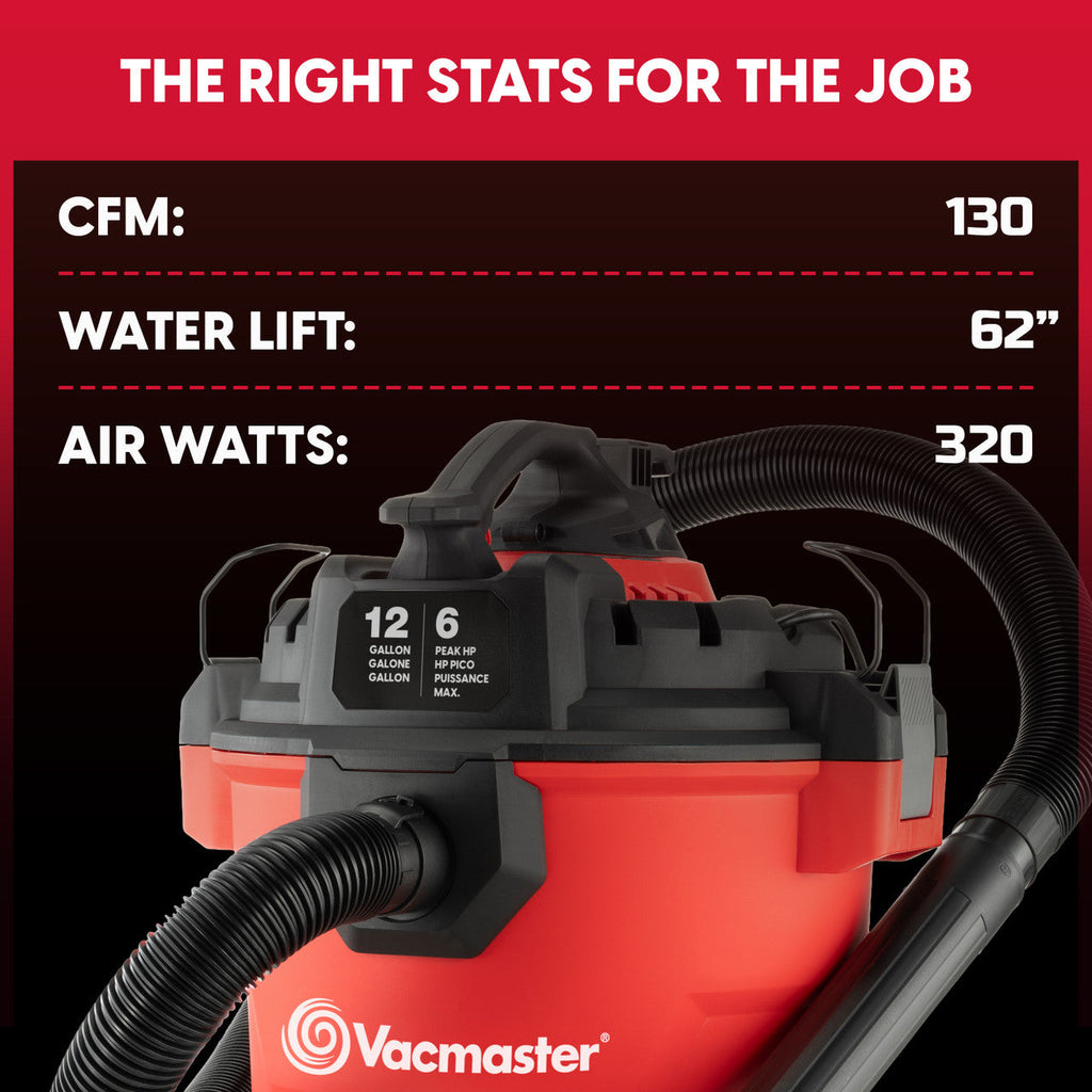 Vacmaster 12-Gallon 6 Peak HP Wet/Dry Vac with Detachable Blower, VBVCM1211 1101