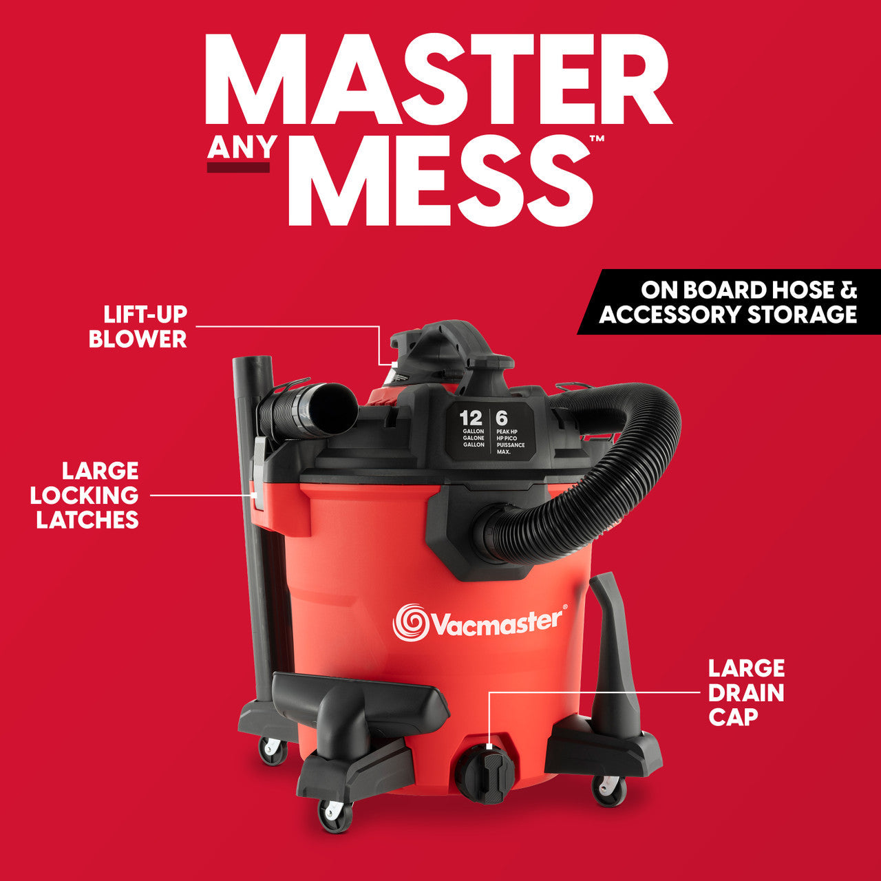 Vacmaster 12-Gallon 6 Peak HP Wet/Dry Vac with Detachable Blower, VBVCM1211 1101