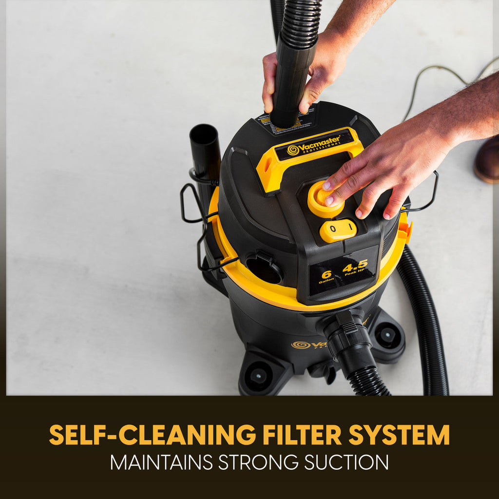 Vacmaster Professional 6-Gallon 4.5 Peak HP Wet/Dry Vac with Self-Cleaning Filter System, VDK611PF 0201