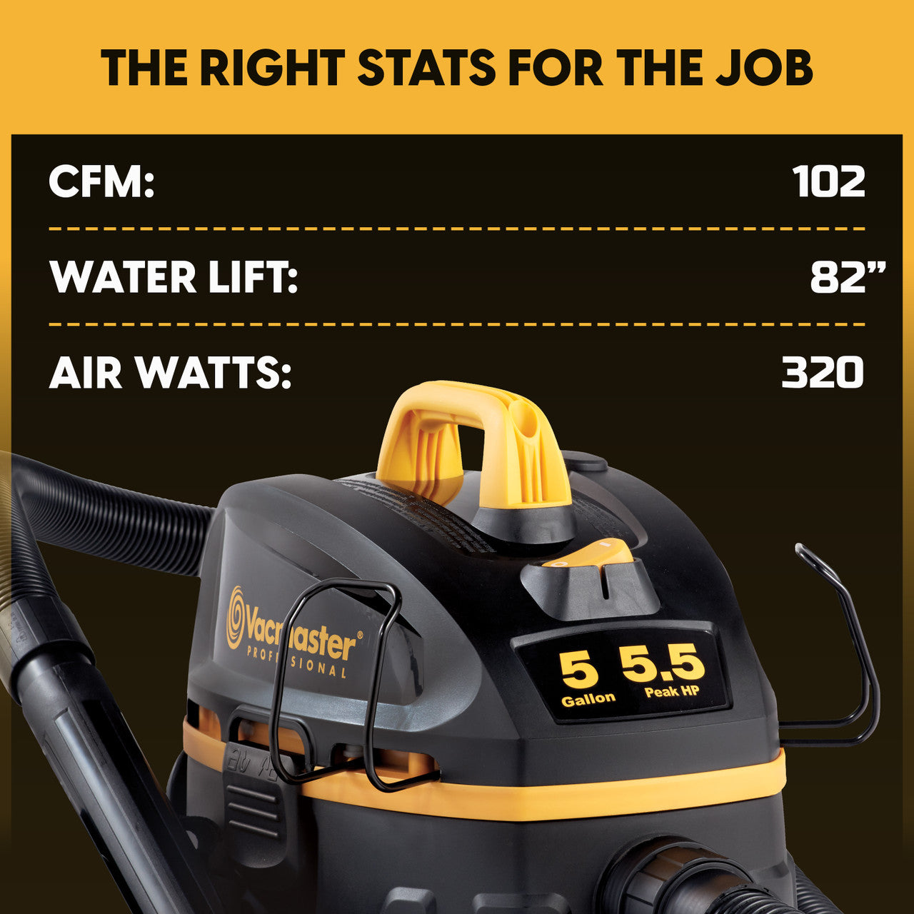 VACMASTER PROFESSIONAL BEAST SERIES™  5-GALLON* 5.5 PEAK HP† WET/DRY VACUUM, VFB511B 0201