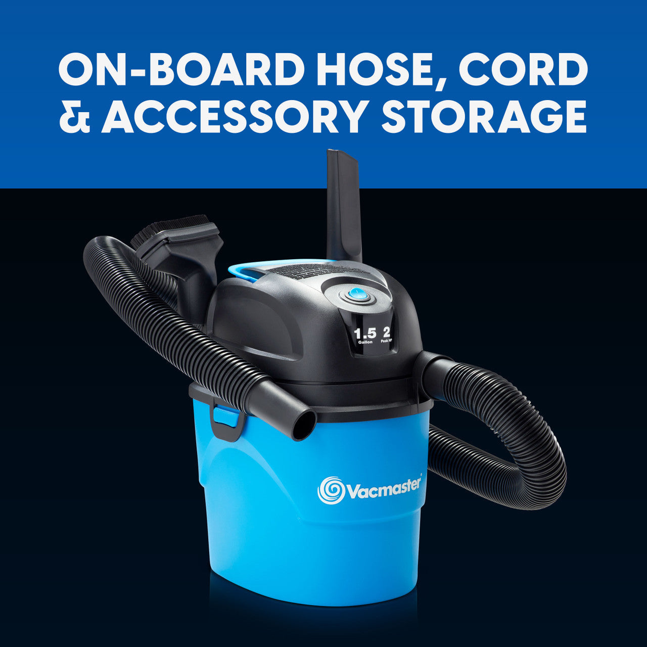 Vacmaster 1.5-Gallon* 2 Peak HP† Wet/Dry Vacuum, VH105