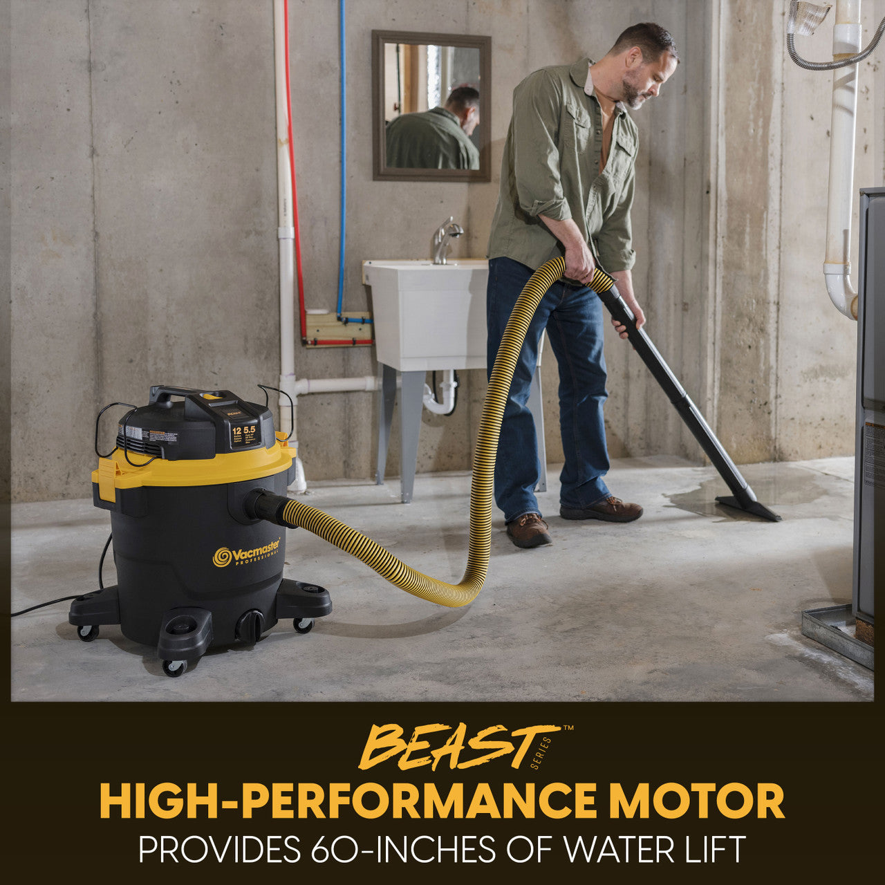 Vacmaster Professional Beast Series™ 12-Gallon 5.5 Peak HP Wet/Dry Vacuum, VJH1211PF 0205