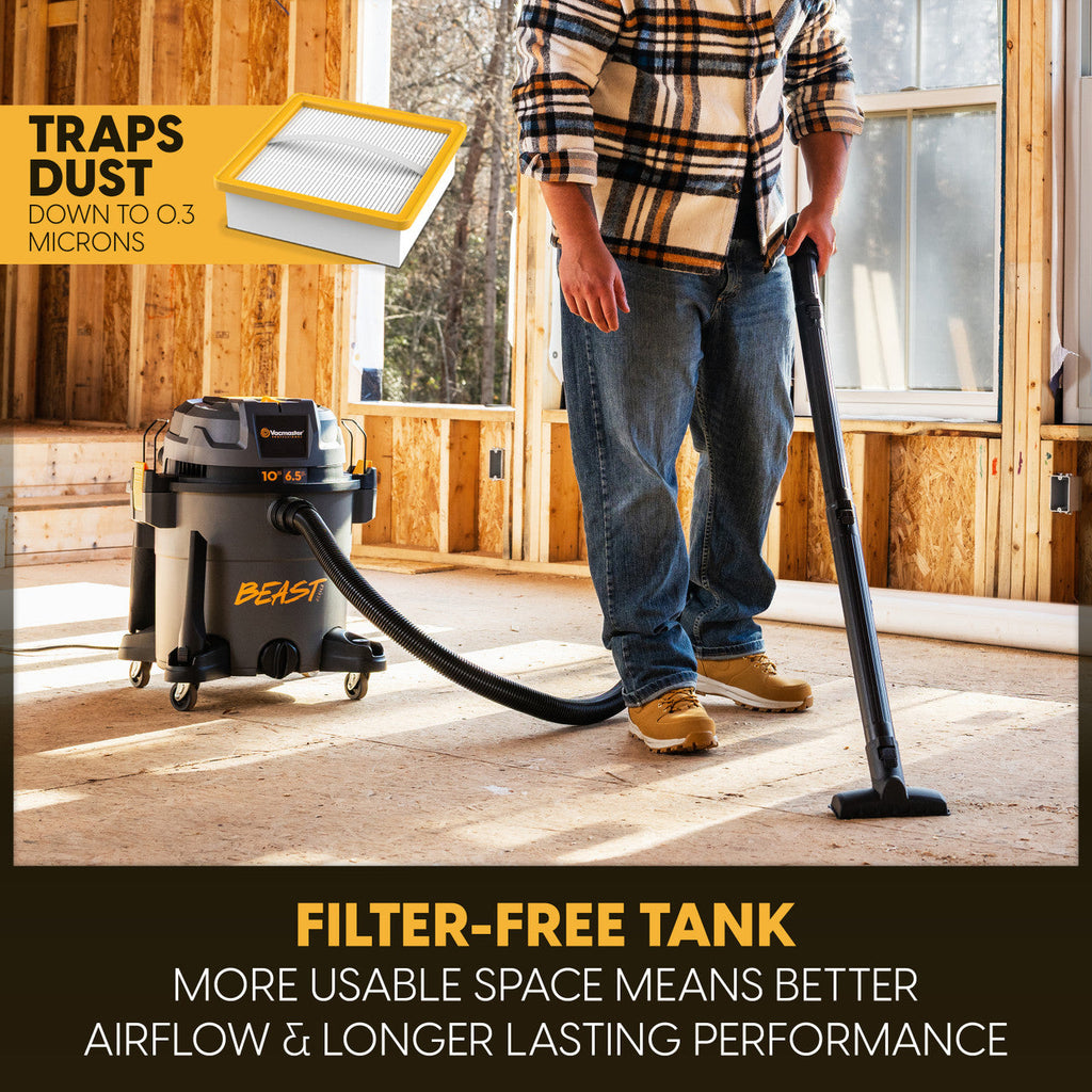 Vacmaster Professional Beast Series™ FLT+™ 10-Gallon* 6.5 Peak HP† Wet/Dry Vac, VJN1012PF 0201