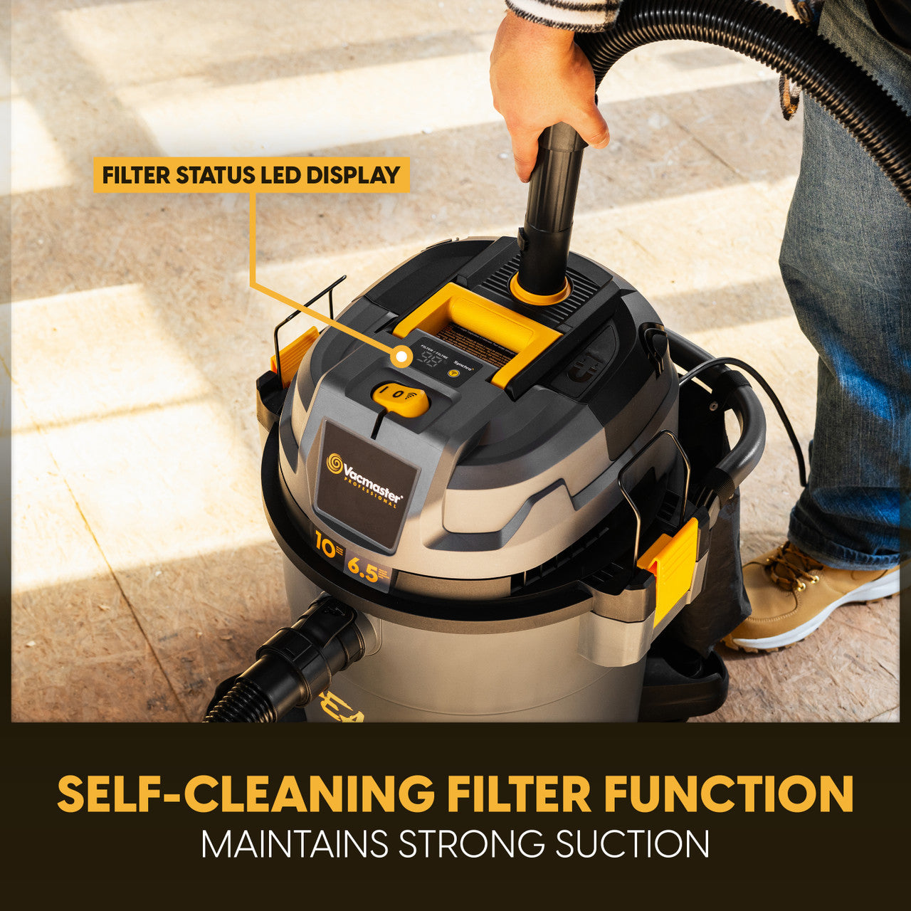 Vacmaster Professional Beast Series™ FLT+™ 10-Gallon* 6.5 Peak HP† Wet/Dry Vac, VJN1012PF 0201
