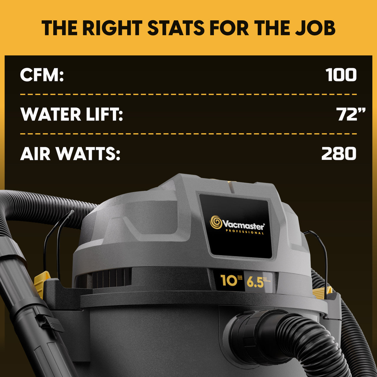 Vacmaster Professional Beast Series™ FLT+™ 10-Gallon* 6.5 Peak HP† Wet/Dry Vac, VJN1012PF 0201
