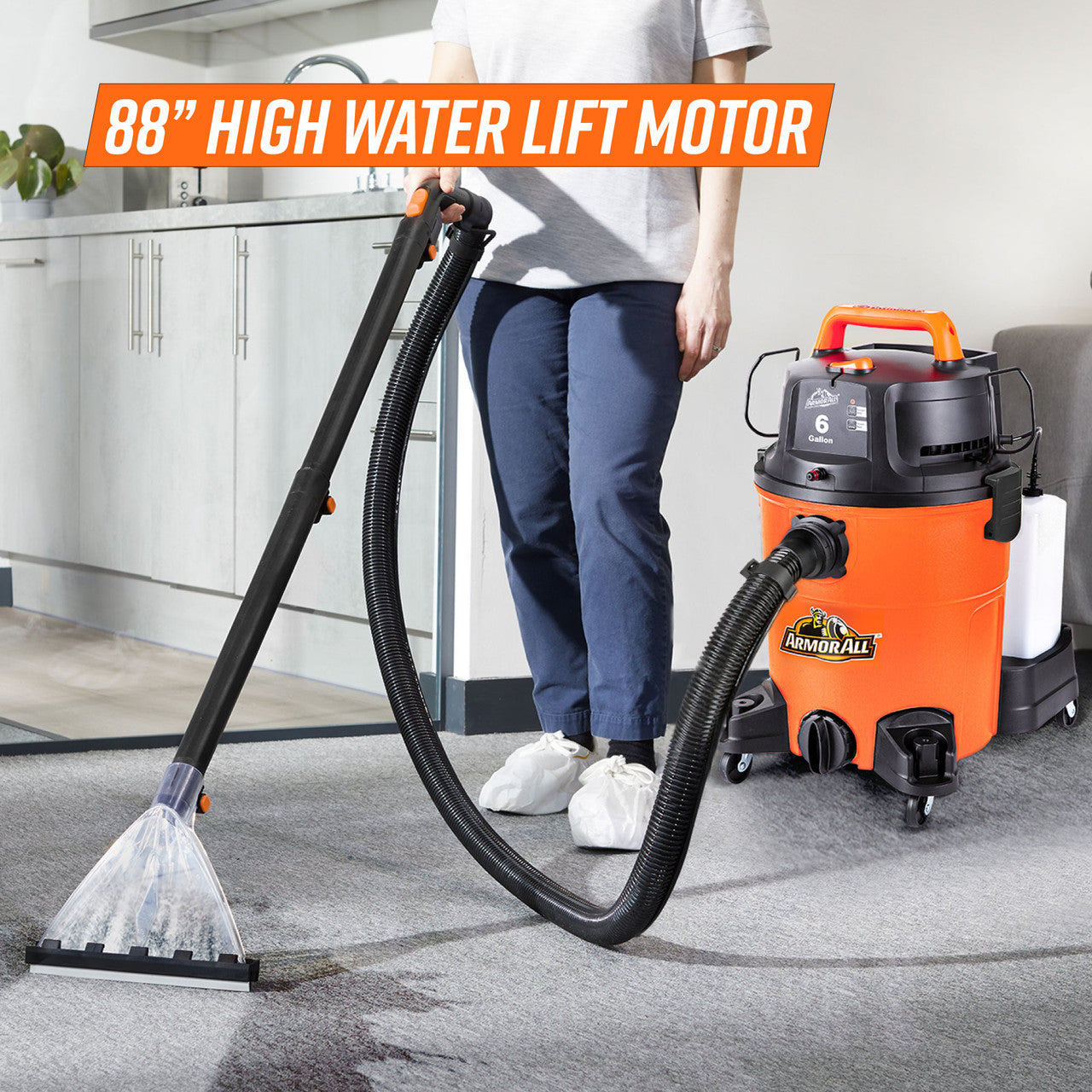 Armor All 6-Gallon* 5.5 Peak HP† 3-in-1 Wet/Dry/Upholstery Shampoo Vacuum Cleaner, VK609PFR 0901