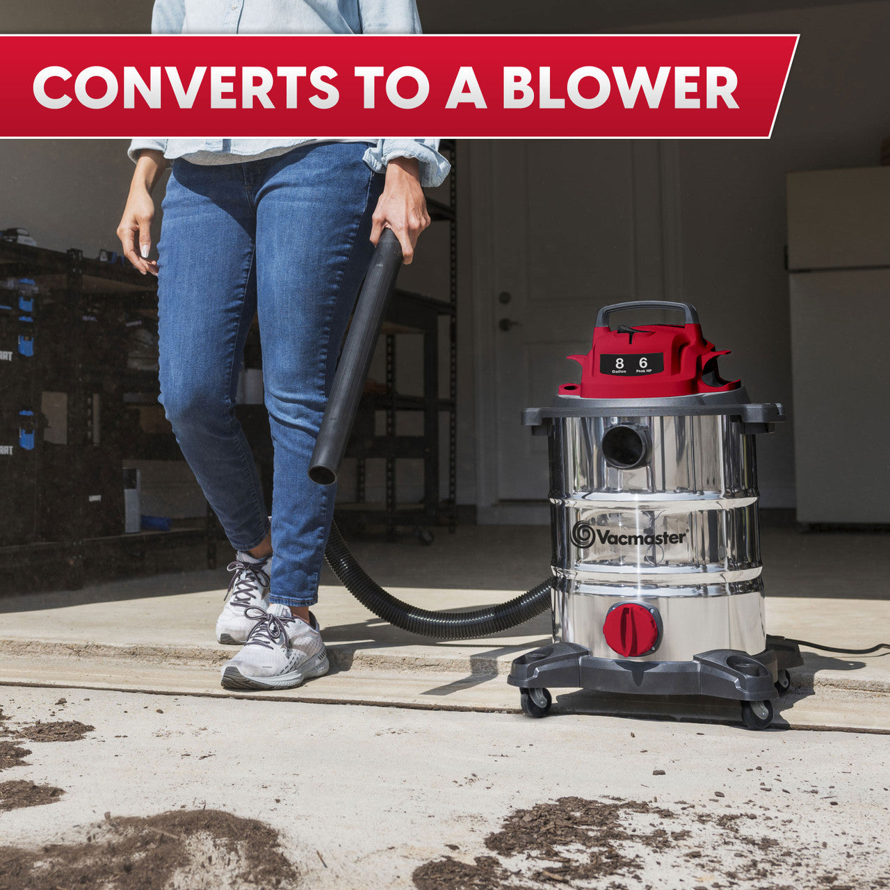 Vacmaster 8-Gallon* Premium Stainless Steel Wet/Dry Vacuum, VOC812SF 1101