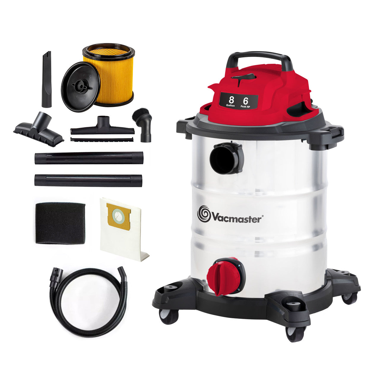 Vacmaster 8-Gallon* Premium Stainless Steel Wet/Dry Vacuum, VOC812SF 1101