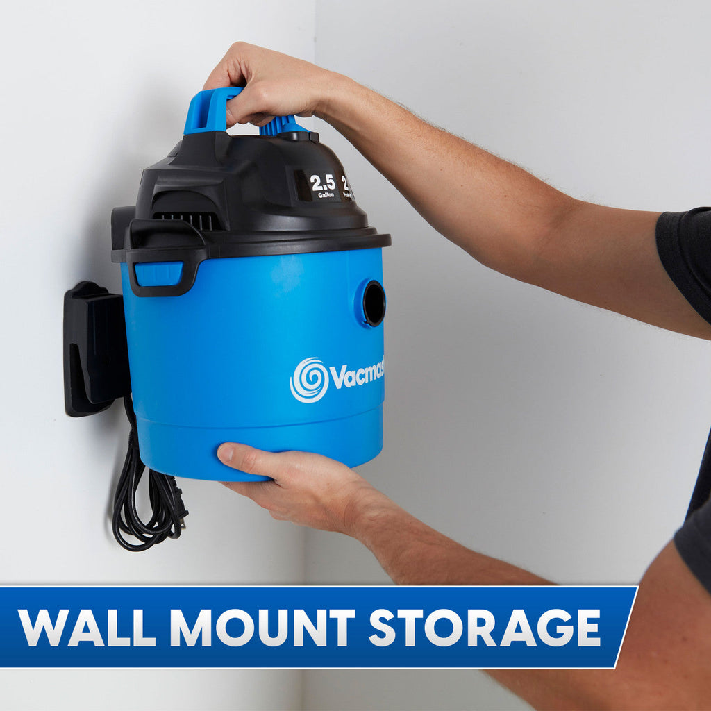 Vacmaster 2.5-Gallon* 2 Peak HP† Wall Mountable Wet/Dry Vacuum, VOM205P