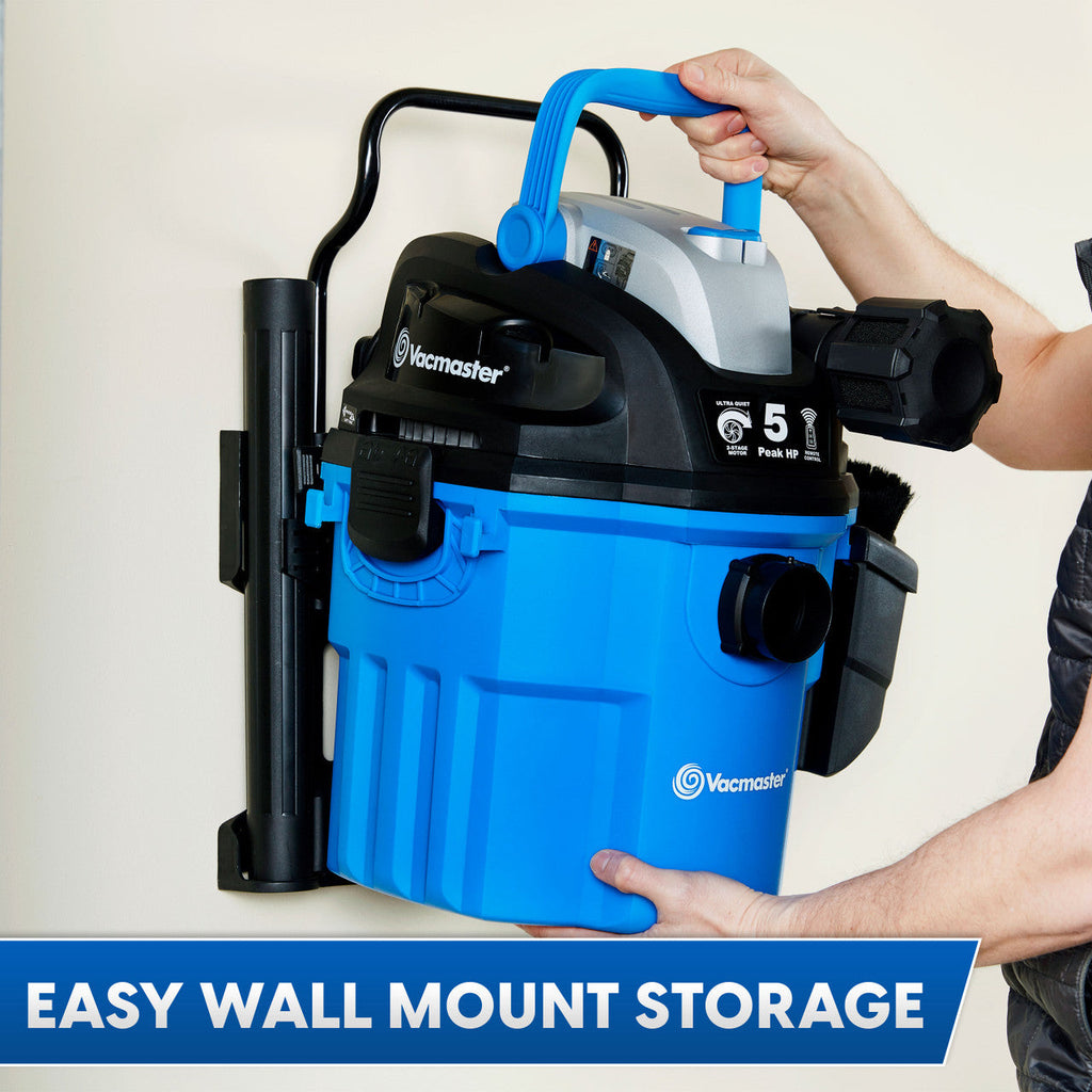 Vacmaster 5-Gallon* 5 Peak HP† Remote Control Wall Mount Wet/Dry Vacuum, VWM510