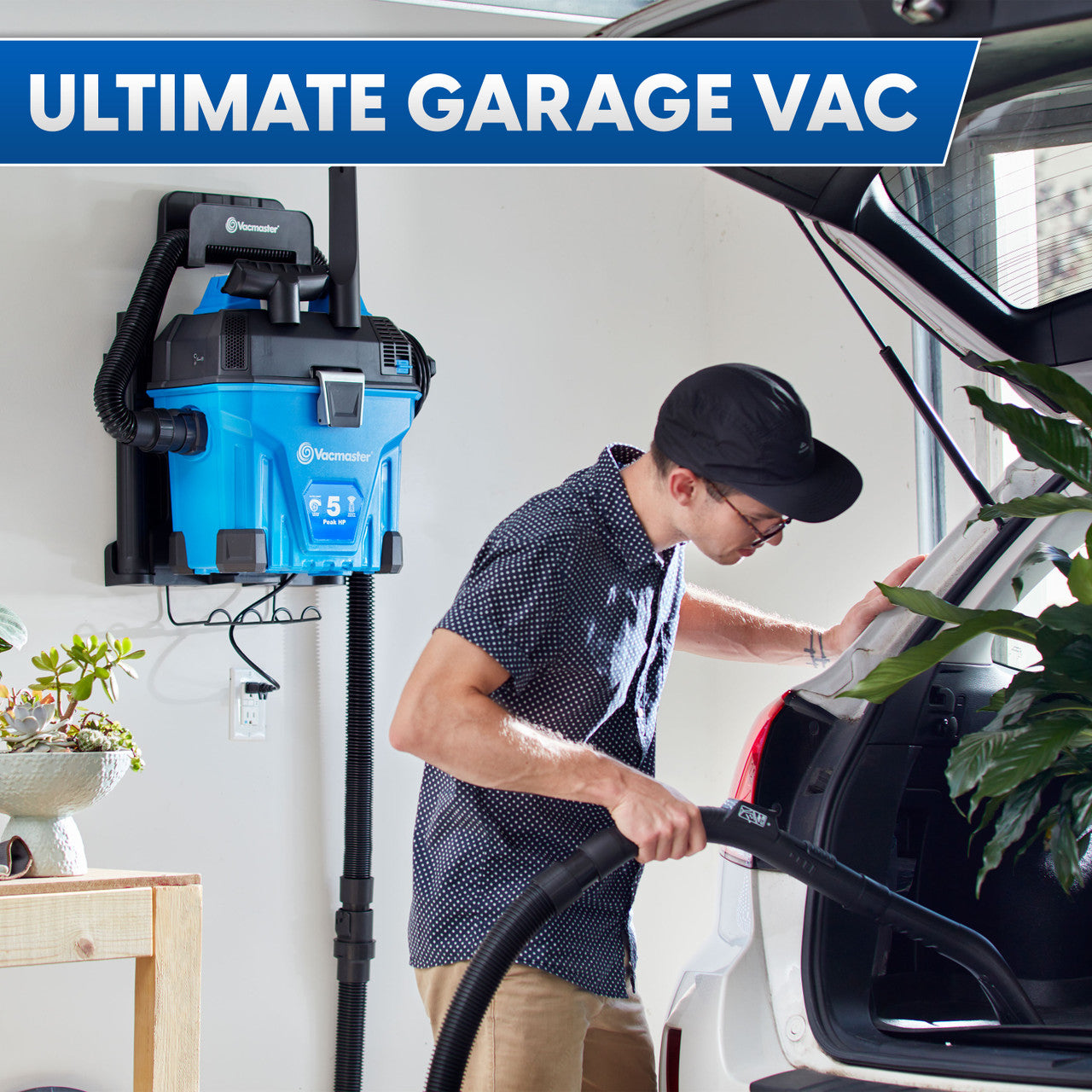 Vacmaster 5-Gallon* 5 Peak HP† Remote Control Wall Mount Wet / Dry Vacuum, VWMB508 0101