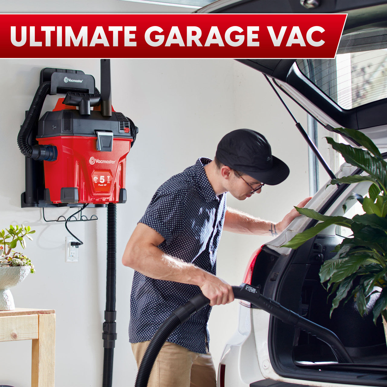 Vacmaster 5-Gallon* 5 Peak HP† Remote Control Wall Mount Wet/Dry Vac, VWMB508 1101