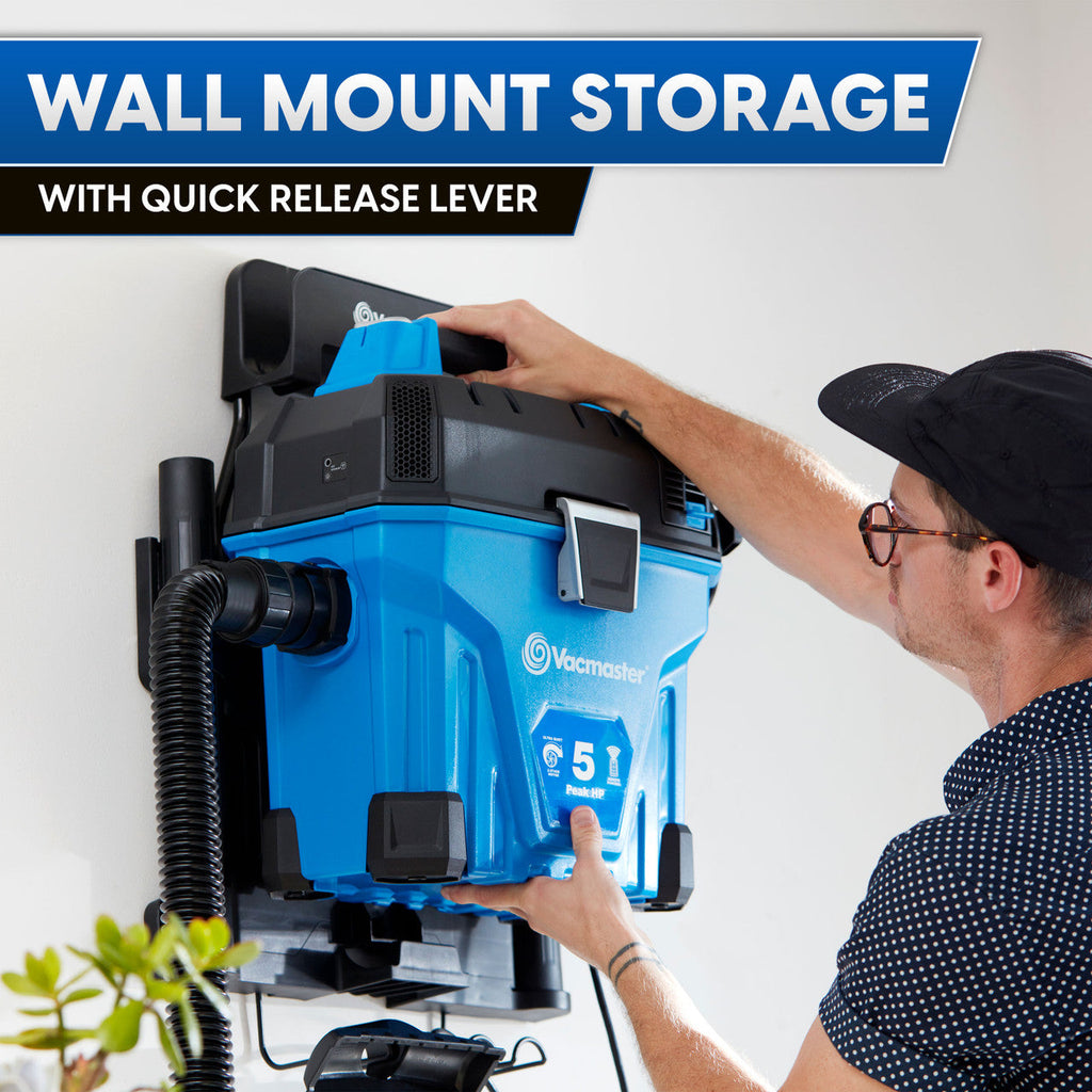 Vacmaster 5-Gallon* 5 Peak HP† Remote Control Wall Mount Wet / Dry Vacuum, VWMB508 0101