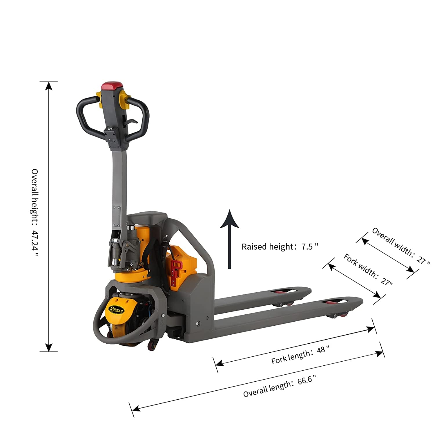 Full Electric Lithium Pallet Jack Trcuk 3300Lbs Capacity 48" X27" A-1018 and S-1002 Extra Lithium Battery