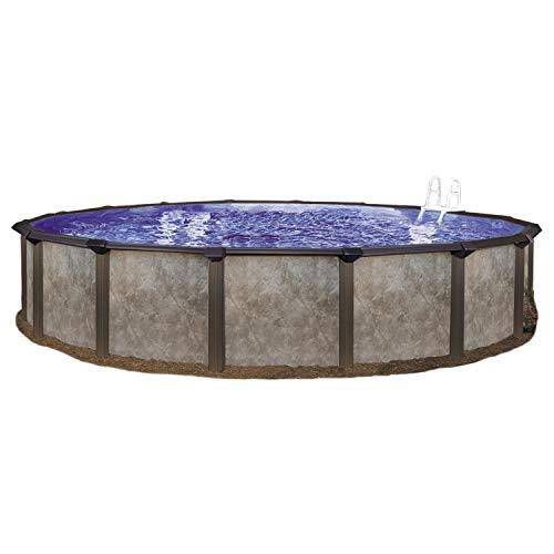 Lomart Skye Harbor 12 Foot x 52 Inch Round Hard Sided Steel Frame Above Ground