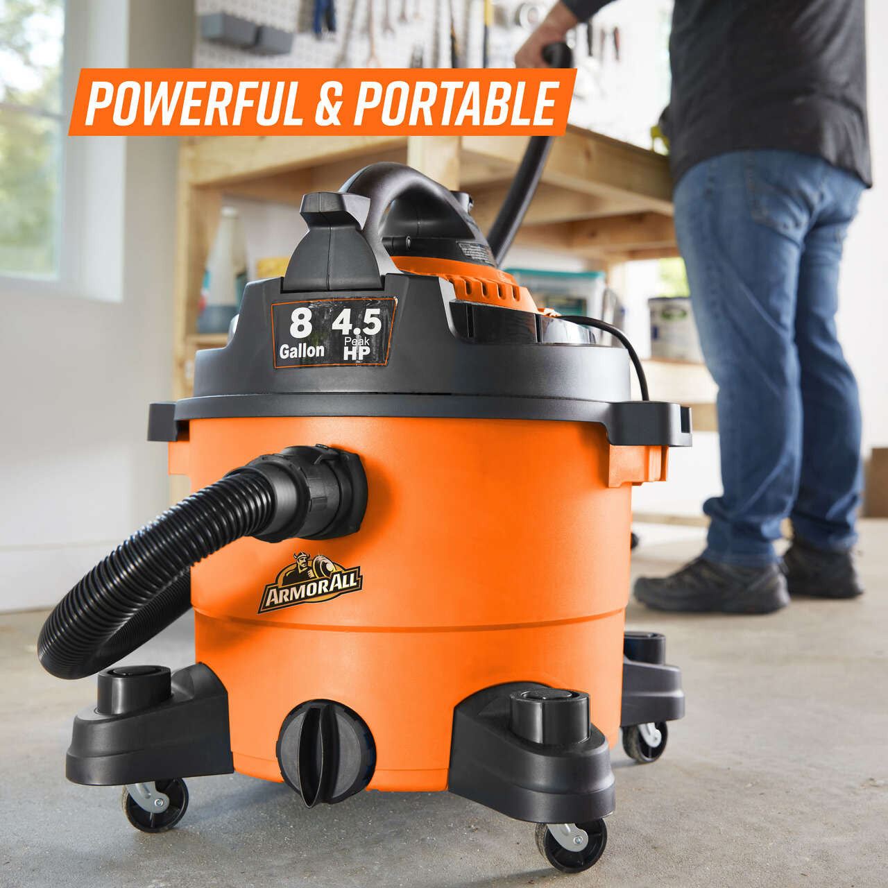 Armor All 8-Gallon 4.5 Peak HP Wet/Dry Car Vac with Detachable Blower, VBV809PF 0901