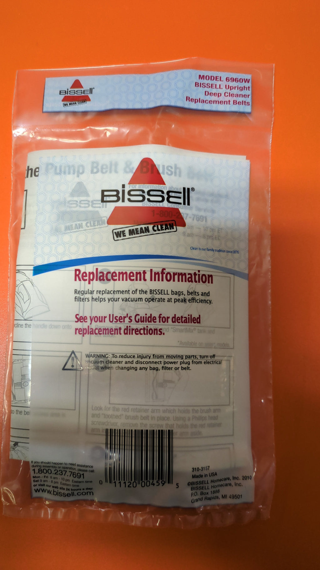 BISSELL UPRIGHT DEEP CLEANER REPLACEMENT BELTS 6960W