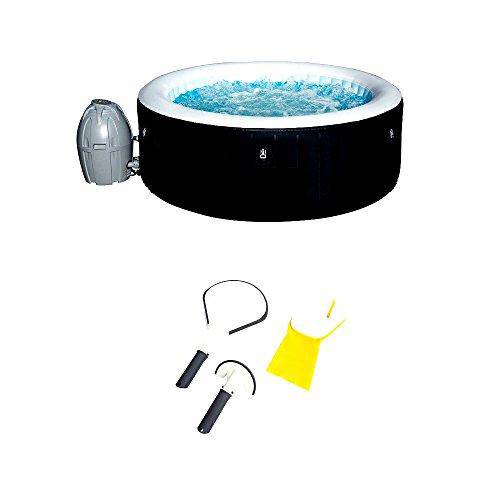 Skroutz Hot Tubs Inflatable 4 Person + 3 Piece Cleaning Tool Set Black Digitally Controlled